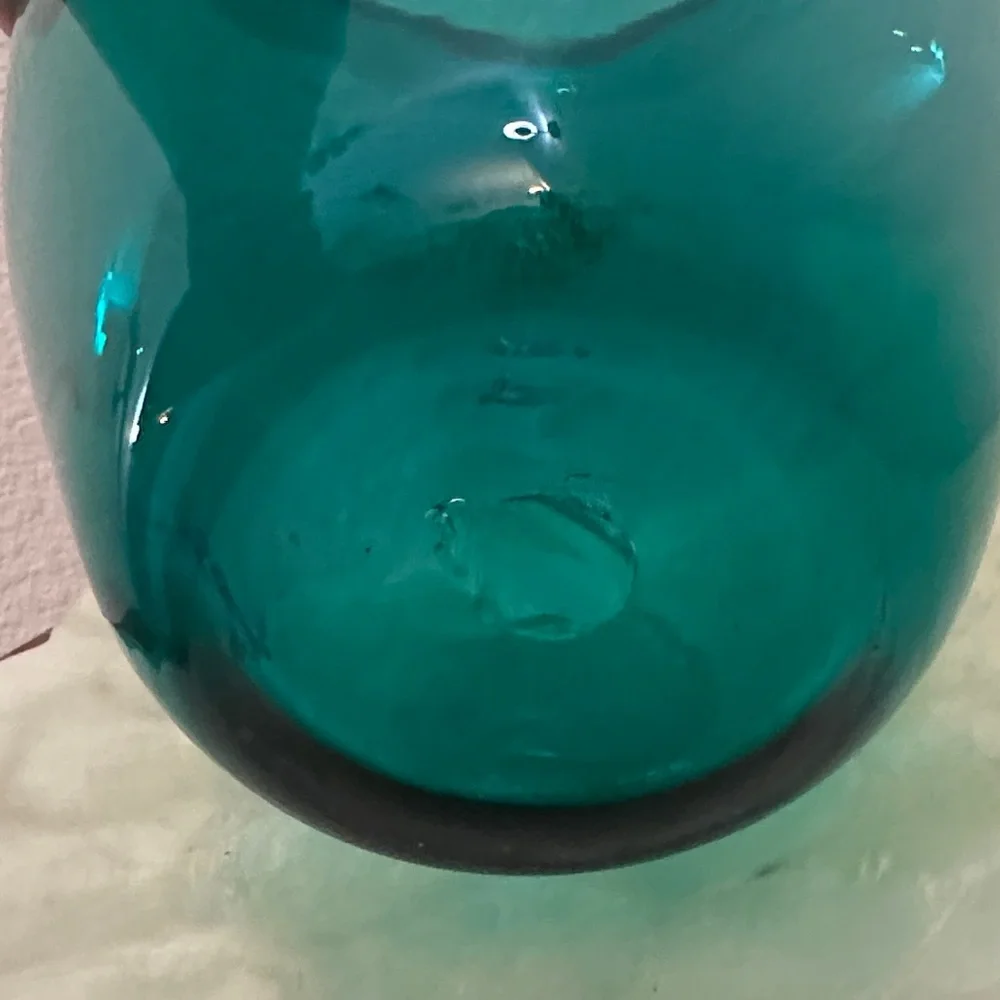 Blenko Teal Handblown Art Glass Vase - Picture 2 of 7
